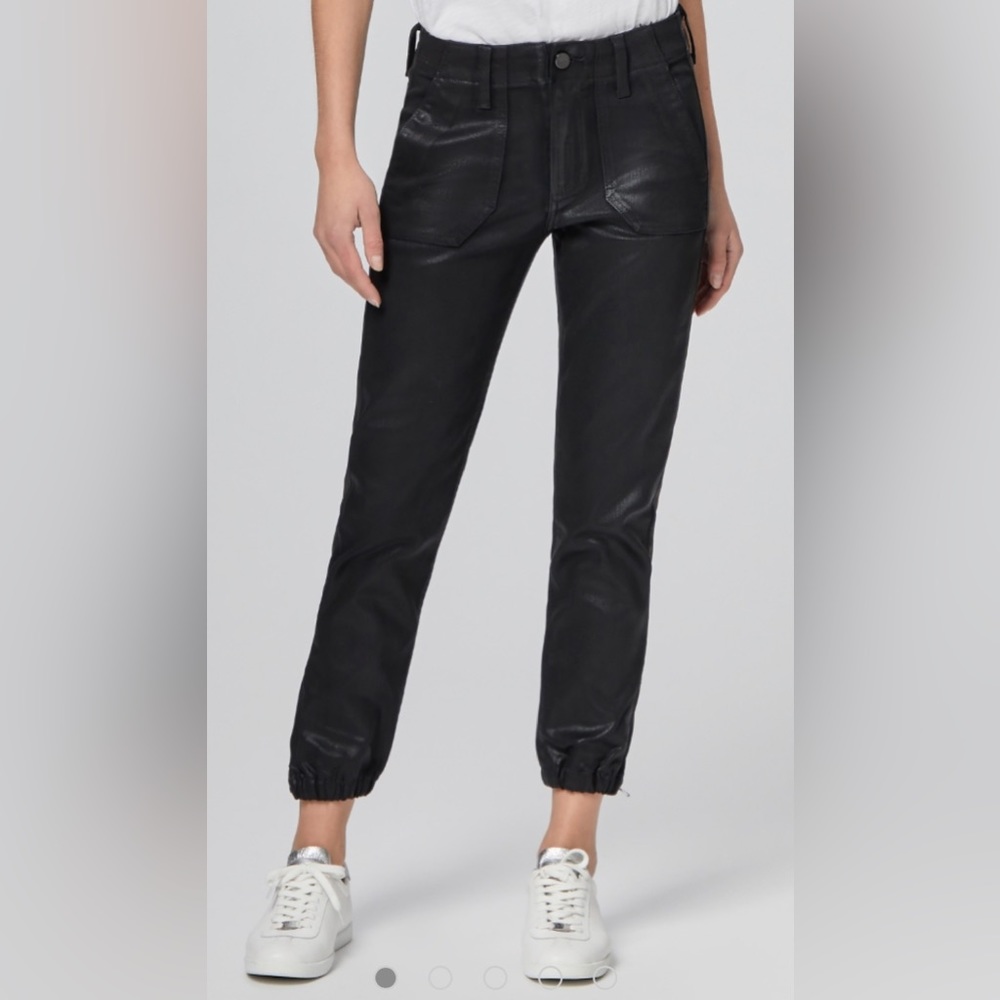 Paige Mayslie Coated Jogger size 31 Black Fog Luxe